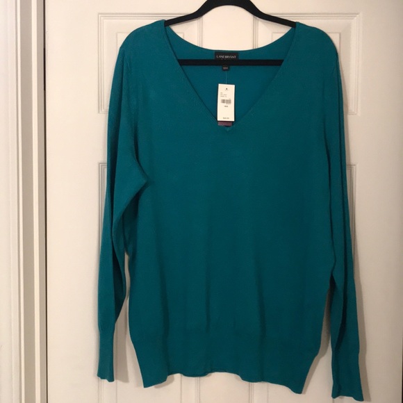 Lane Bryant Sweaters - NWT Lane Bryant Teal V-neck Sweater 18/20